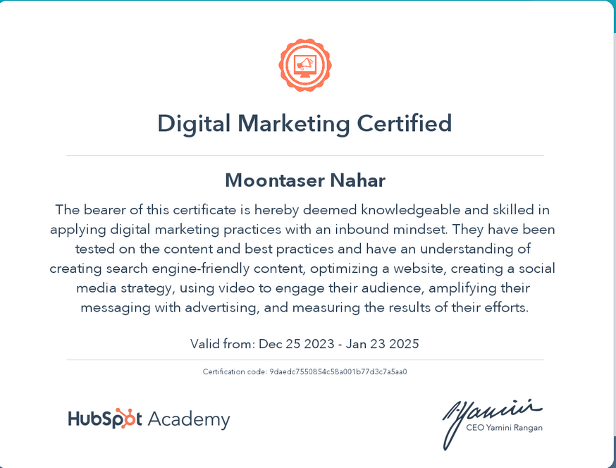 Digital Marketing Certificate