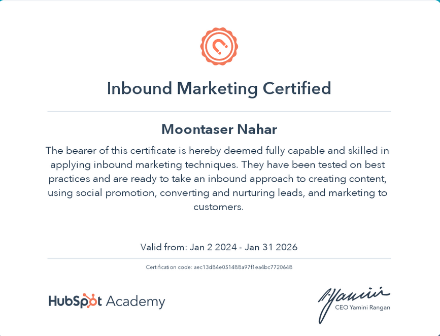 Inbound Marketing Certificate