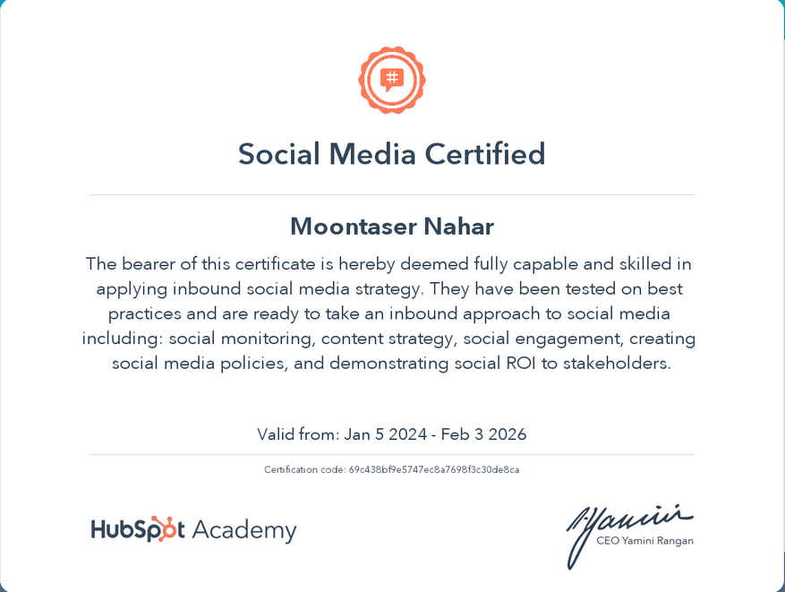 Social Media Certificate